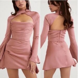 HOUSE OF CB Toira Satin Corset Minidress in Copper Rose